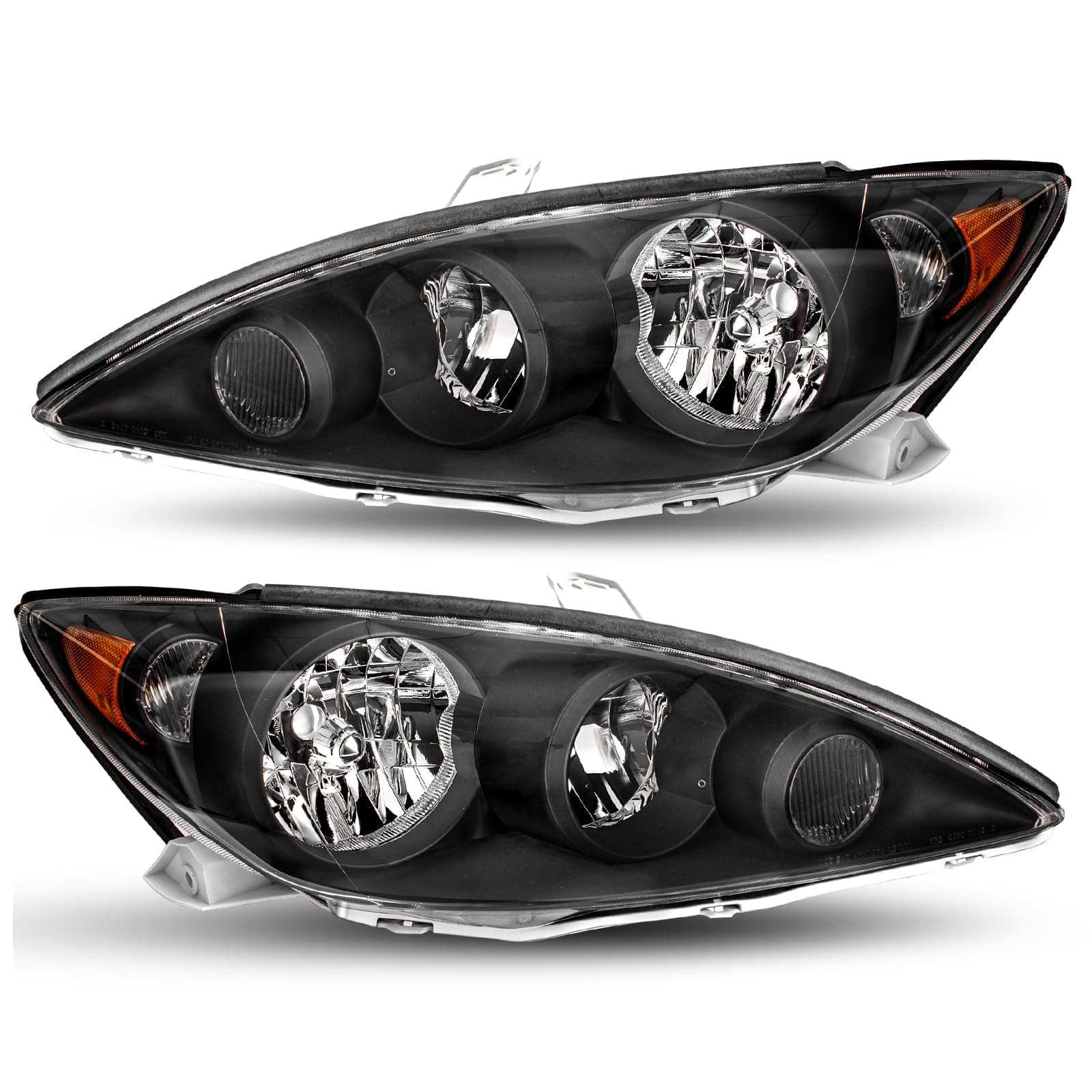 JSBOYAT Headlight Assembly Replacement for 2005 2006 Toyota Camry LE XLE SE, Plug and Play Installation, Waterproof and Shock Resistant (Black Housing & Amber Reflector)
