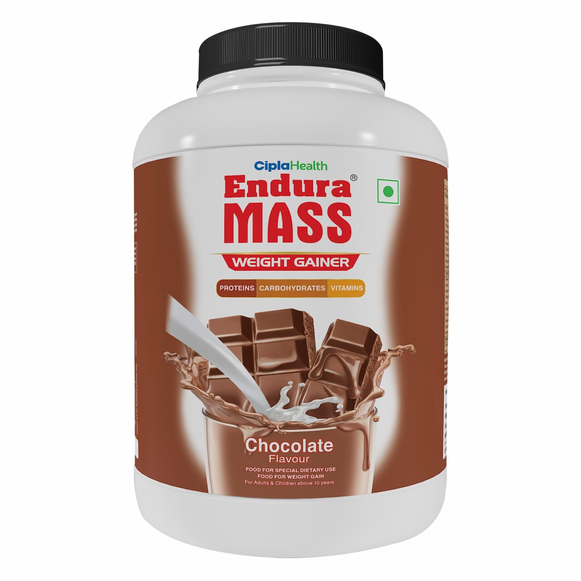 Endura Mass Weight Gainer 3000 g Chocolate Flavour | Unique blend of 3 sources of protein, carbs, vitamins & essential minerals | Ideal for Children above 10 years, men, women & athletes.