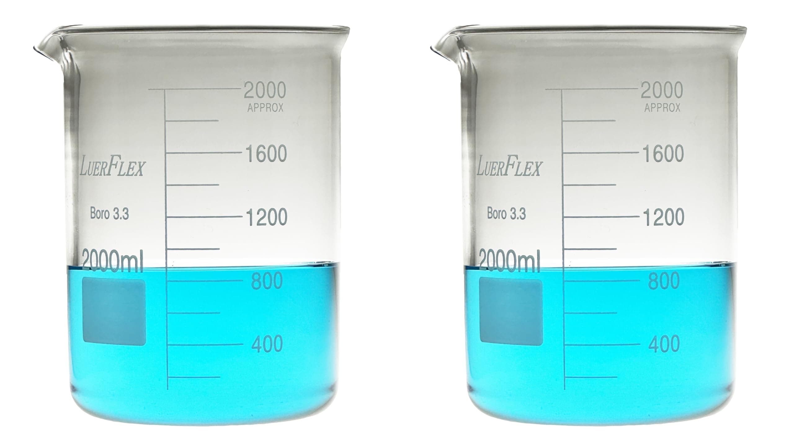 Borosilicone Glass 3.3 Griffin Beakers 2000ML 2L Pack of 2