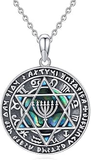 JUSTKIDSTOY Jewish Necklace Sterling Silver Messianic Seal Mezuzah Pendant Necklace Protection Hanukkah Jewelry Gifts for Women Men