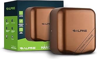 Alpine Automatic Hand Dryers for Bathrooms Commercial High Speed 110-120V Stainless Steel Electric Hand Dryer, Plug In & Hardwire Options with Air Filter, ADA & UL Compliant & 5 Years Coverage(Copper)