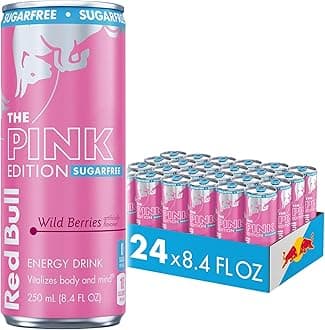 Pink Edition Sugar-Free Energy Drink, Wild Berries, with 80mg Caffeine plus Taurine & B Vitamins, 8.4 Fl Oz, Pack of 24 Cans