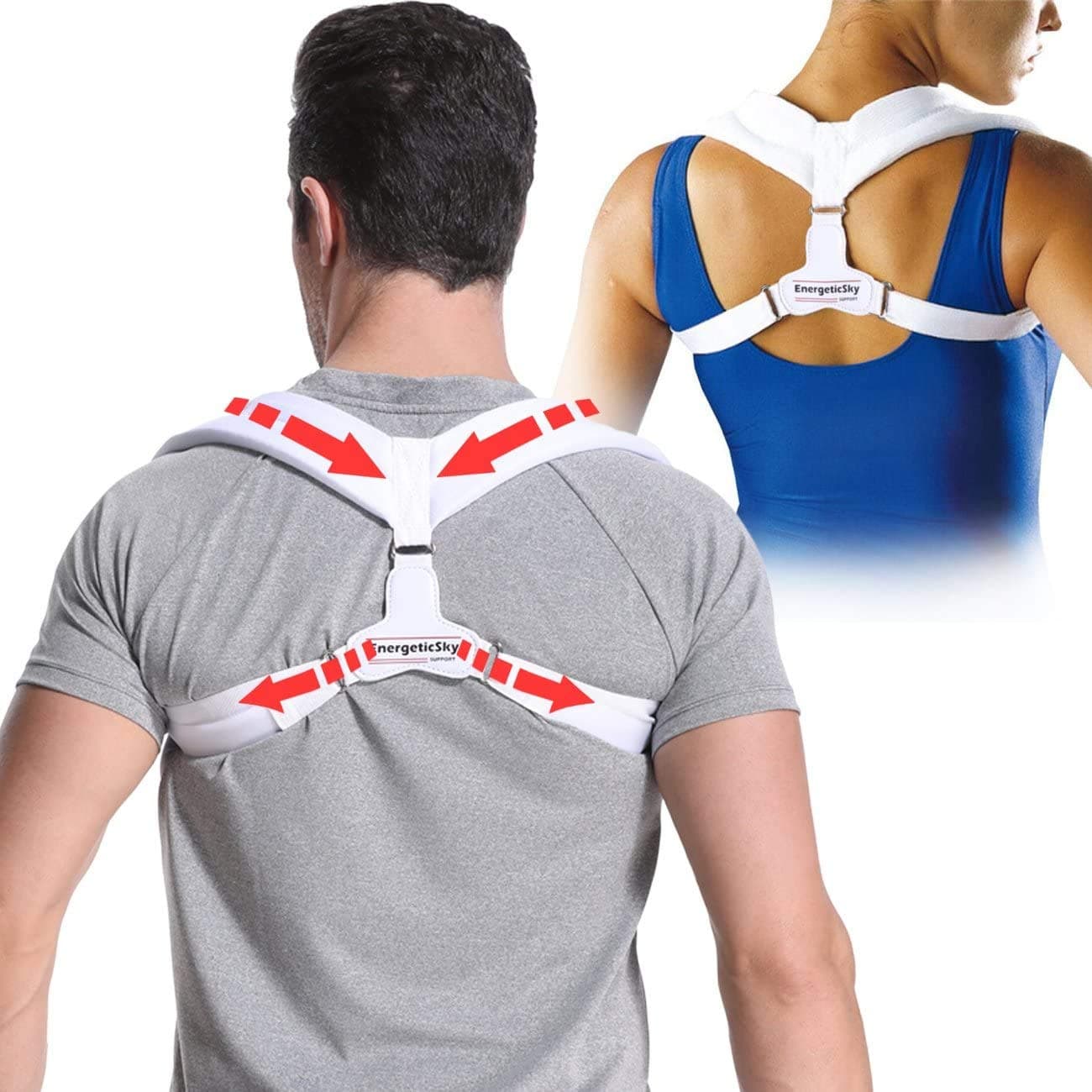Songwin Back Posture Corrector for Women&Men,Effective,Breathable and Comfortable Adjustable Support Brace,Improves Posture and Solution for Kyphosis,Shoulder Support,High Back&Neck Pain Relief.