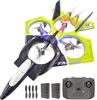 BEZGAR RC Airplane, 2.4GHZ 6-axis Gyro Remote Control Airplane, Gesture Remote Control Plane, 360° Flip Fighter Jet Toy, Toys for Ages 8-13 with Colorful LED Navigation Lights Green