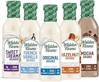Walden Farms Coffee Creamers Variety Pack - Original, Sweet Cream, Mocha, Hazelnut & French Vanilla – Zero Calorie, Dairy-Free, Low Carb, Keto-Friendly, Sugar-Free – 5-Pack, 12 oz Bottles
