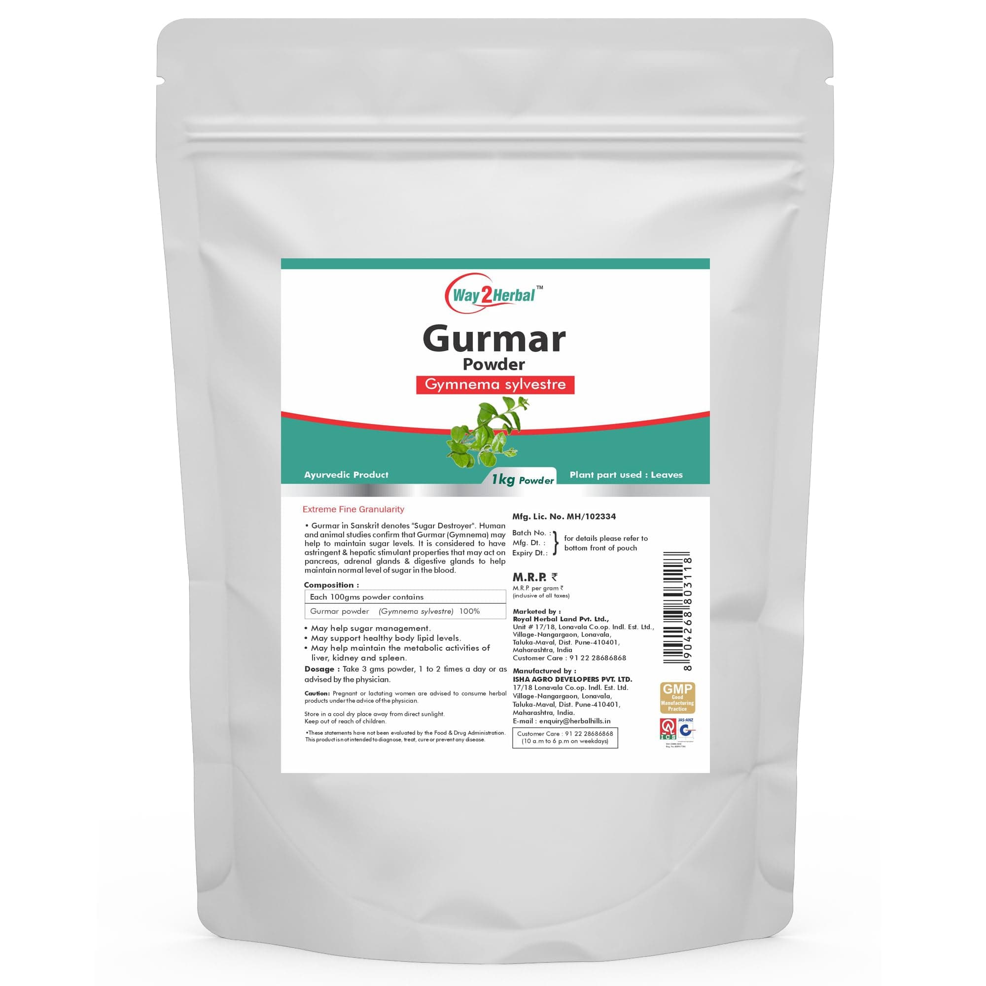 Way2Herbal Gurmar Powder (1 Kg Pack of 1)