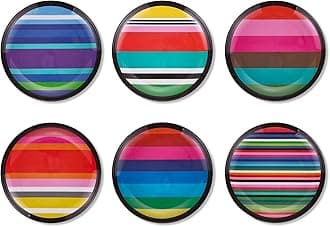 French Bull Assorted Plates-6 Piece Set-Melamine Dinnerware, Serving, Party, Platter, Dish, 6" - Stripes Assorted