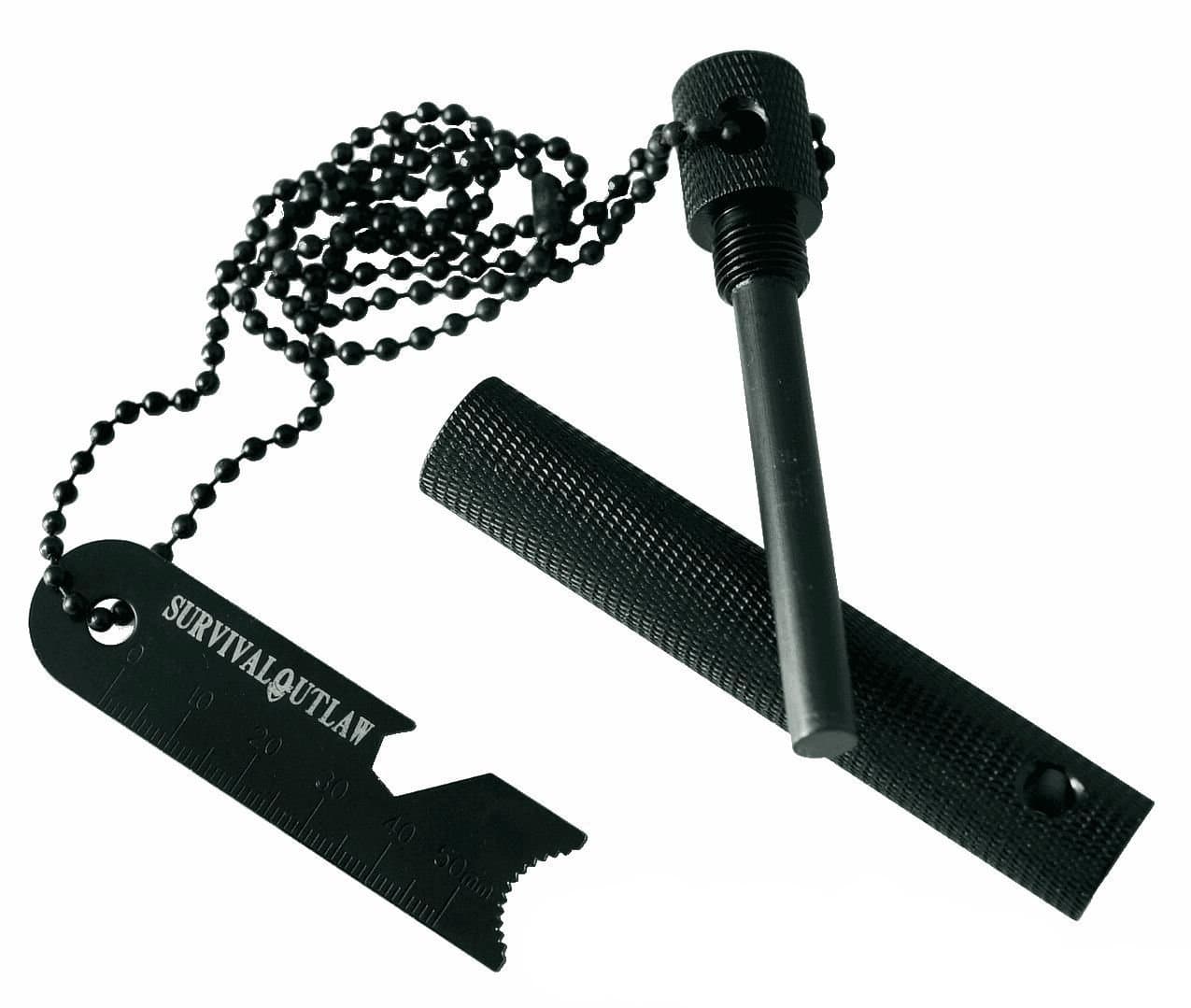 Outlaw Striker - Magnesium Water Proof Fire Starter Kit with Multi -Tool - 10,000+ Strikes - Compact Firestarter Survival Flint for Emergency, Camping, and Bushcraft.