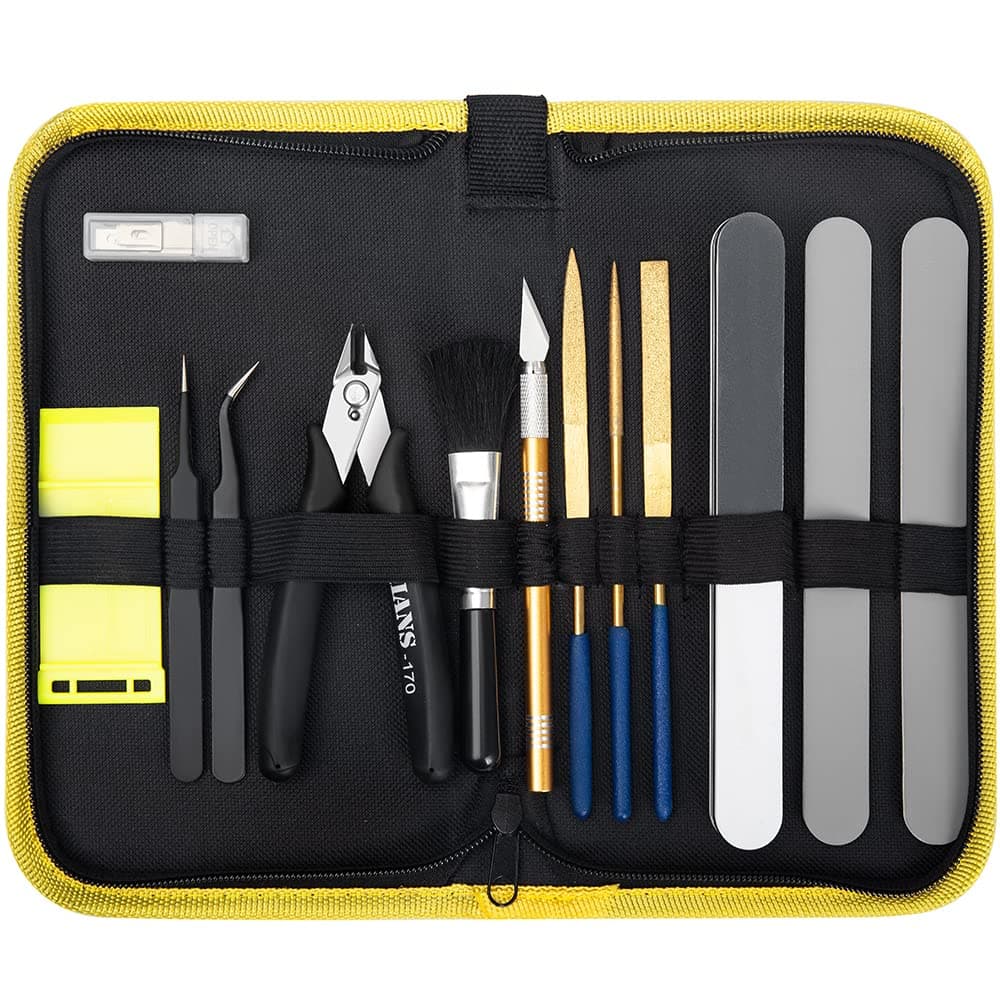 17 PCS Gundam Model Tool Kit Hobby Building Tools Craft Set Gunpla Basic Model Tool Kit in Canvas Bag for Plastic Model Kits, Car Airplane Models, Miniatures, Model Building Repairing & Fixing