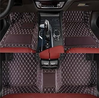 Custom Personalized Floor Mats ，Luxury Full Coverage All Weather Car Floor Mats，Anti-Slip Leather Car Mat Set ，Custom Floor Mat， for 99% of Cars, Trucks & SUV. (Dark Brown)