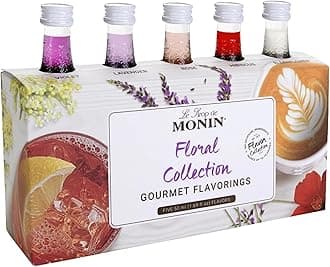 Gourmet Flavorings Floral Collection, Great for Cocktails, Lemonades, Teas, & Sodas, Gluten-Free, Dairy-Free, (Violet, Lavender, Rose, Hibiscus, & Elderflower) | 50 ml Per Bottle