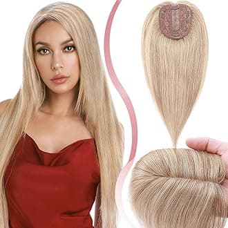 ElailiteHair Toppers For Thinning Hair Women Real Hair uk - 100% Human Hair Extensions Clip in Toupee SILK BASE (2.5 * 9cm) Crown HairPiece (#18/613 Ash Blonde Mix Bleach Blonde, 16 Inch)