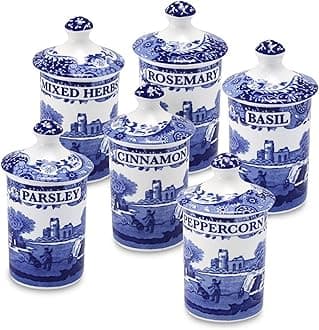 Spode Blue Italian Spice Jar, Set of 6