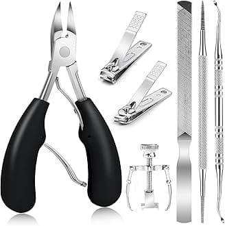 JTIEO Ingrown Toenail Tool 7PCS Upgraded Toenail Clippers Ingrown Toenail Treatment Pedicure Tools Professional Tool Set for Ingrown & Thick Nail Stainless Steel Ingrown Toenail Removal Kit