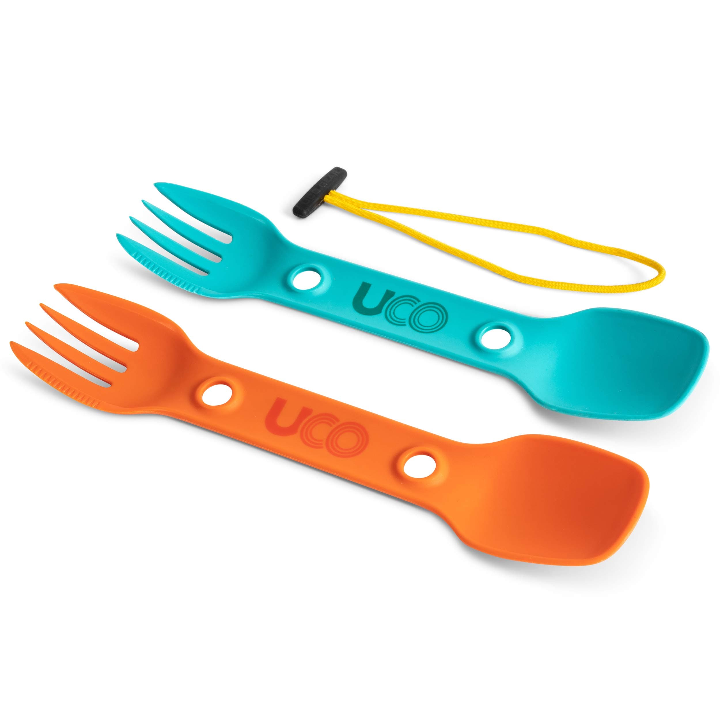 UCO Utility Spork 3-in-1 Combo Spoon-Fork-Knife Utensil, 2-Pack, Gold/Sky Blue