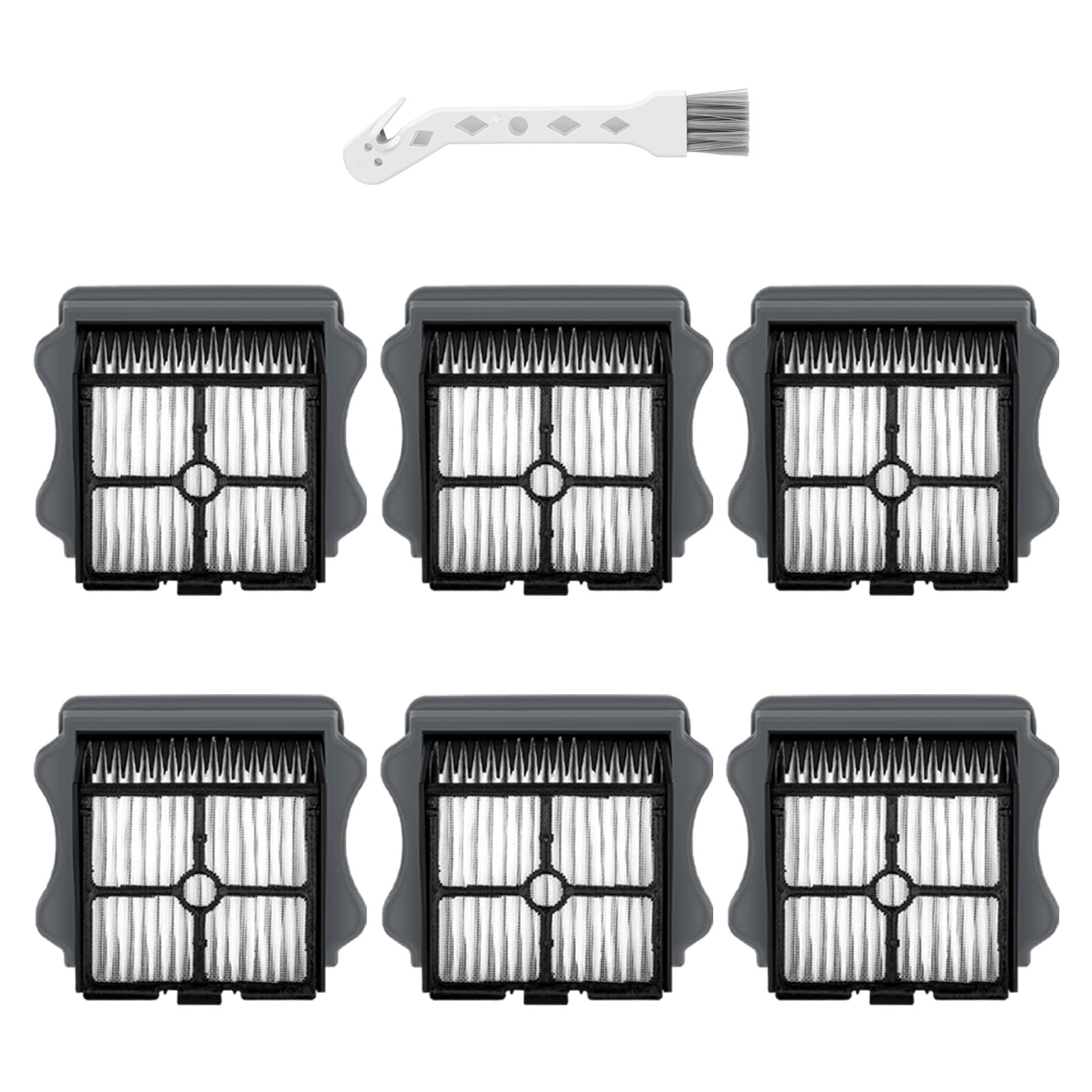 Vacuum Filter Replacement Compatible with Tineco iFloor 3, Floor ONE S3 & Floor ONE S5, Floor ONE S5 Pro Cordless Vacuum Cleaner, 6 Pack Replacement Filters,1 Clean Brush