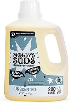 Molly's Suds Liquid Laundry Detergent | Clean Laundry Detergent Soap for Sensitive Skin | 2x Concentrated, High Efficiency (HE) (Unscented - 200 Loads)