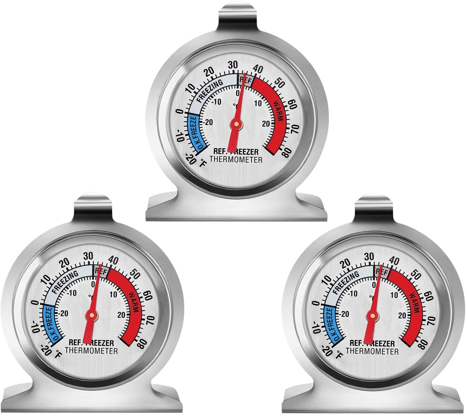 Refrigerator Thermometer, Large Dial Freezer Thermometer,Classic Series Temperature Thermometer for Refrigerator Freezer Fridge Cooler (3Pack)