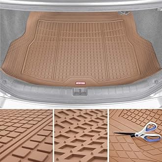 Motor Trend Premium FlexTough All-Protection Cargo Liner Trunk Mat - w/Traction Grips & Fresh Design, Heavy Duty Trimmable Trunk Liner for Car Truck SUV, Beige, Size: 54" L x 37" W