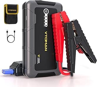 VTOMAN Car Jump Starter Power Pack - 1500A Peak Starters (up to 6.0L Gas and 4.5L Diesel) 12V Battery Booster Emergency Portable Starters, with Safe Jumper Cable, Grey-V1500