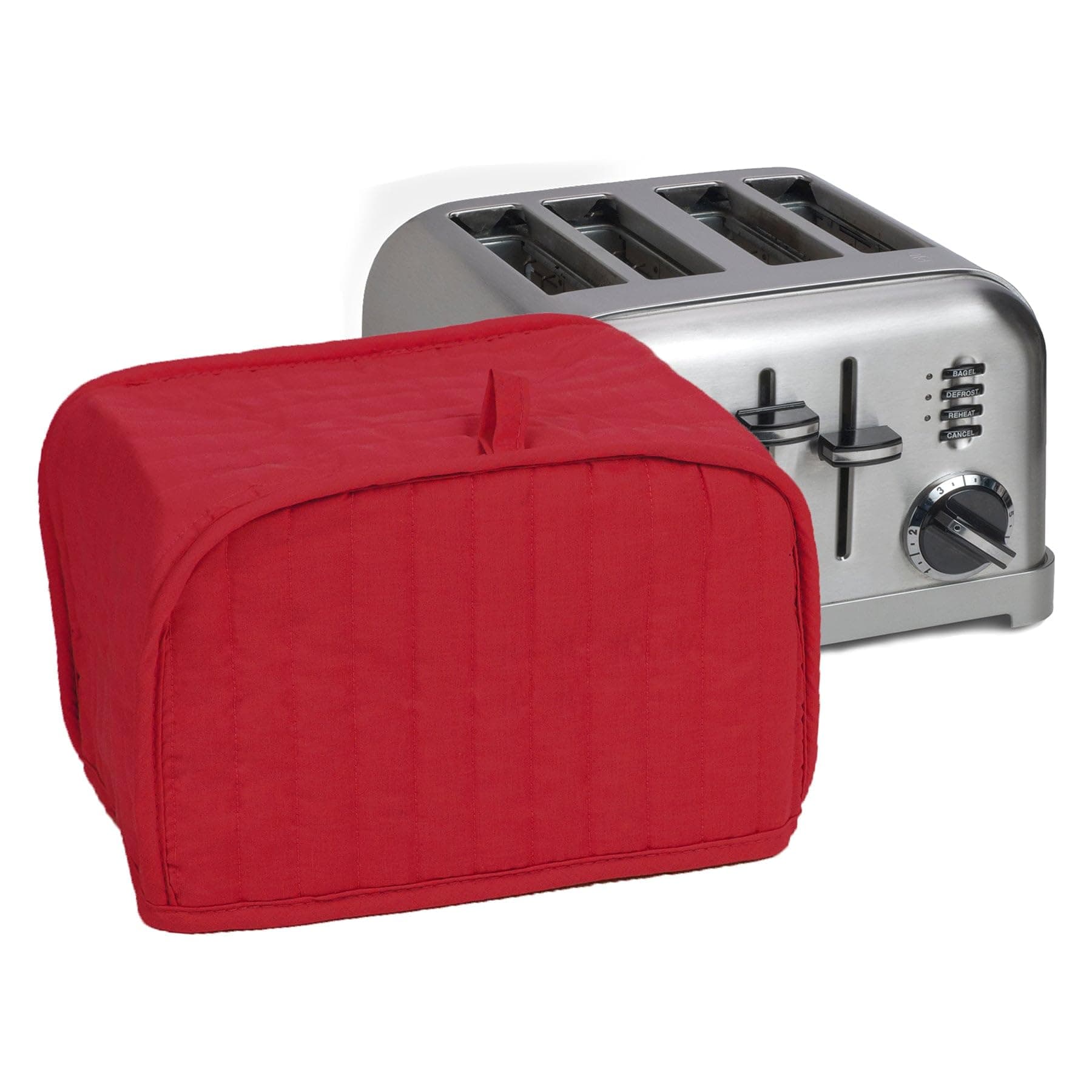Ritz Premium Universal Four Slice Toaster Cover, 11.25" x 7.25" x 10.5", Polyester and Cotton Quilted, Fingerprint Protector, Super Soft Dust Cover, Paprika Red