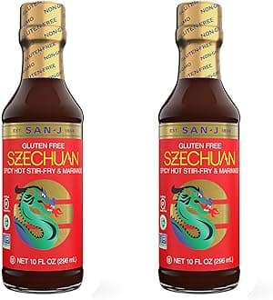 San-J - Spicy Gluten Free Szechuan Sauce - Non-GMO - 10 oz. Bottles - 2 pack