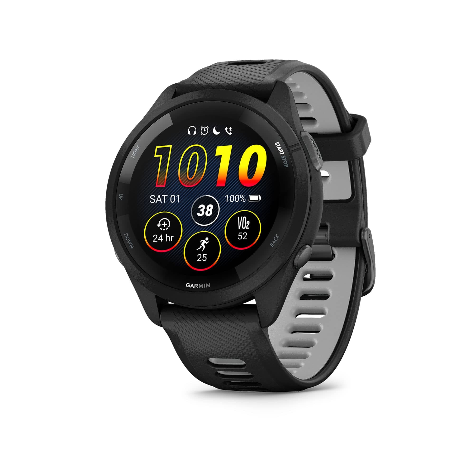 Garmin Forerunner 265 Running Smartwatch, Colorful AMOLED Display, Training Metrics and Recovery Insights, Black and Powder Gray (Renewed)