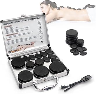Hot Stones Massage Warmer Kit, 14 PCS Hot Stones Massage Set and Heater Kit, Electric Rocks Basalt Stone Massager for Professional Therapy/Home SPA Use 110V (Small Size)