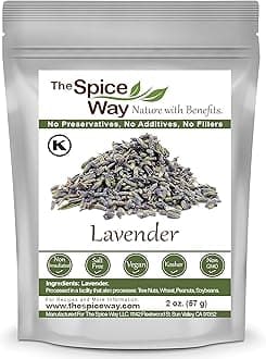 The Spice Way Lavender Flowers - (2 oz) dried flower buds for tea and culinary use - Culinary Lavender Buds - Dried Edible Lavender for Drinks, Chicken, Lavender Tea and More Dried Lavendar Recipes