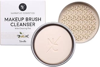 Narrative Cosmetics Solid Makeup Brush Cleanser Soap for Cosmetic Brushes with Silicone Cleaning Pad - Vanilla Fragrance, Professional Makeup