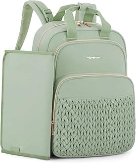 mommore Diaper Bag Backpack Large Baby Bag for Boys Girls Quilted Travel Diaper Backpack with Changing Pad, Stroller Straps