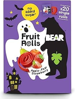 Real Fruit Snack Rolls - Gluten Free, Vegan, and Non-GMO - Strawberry – Halloween Pack - 20 Rolls, Healthy School And Lunch Snacks For Kids And Adults, 0.34 Ounce (Pack of 20)