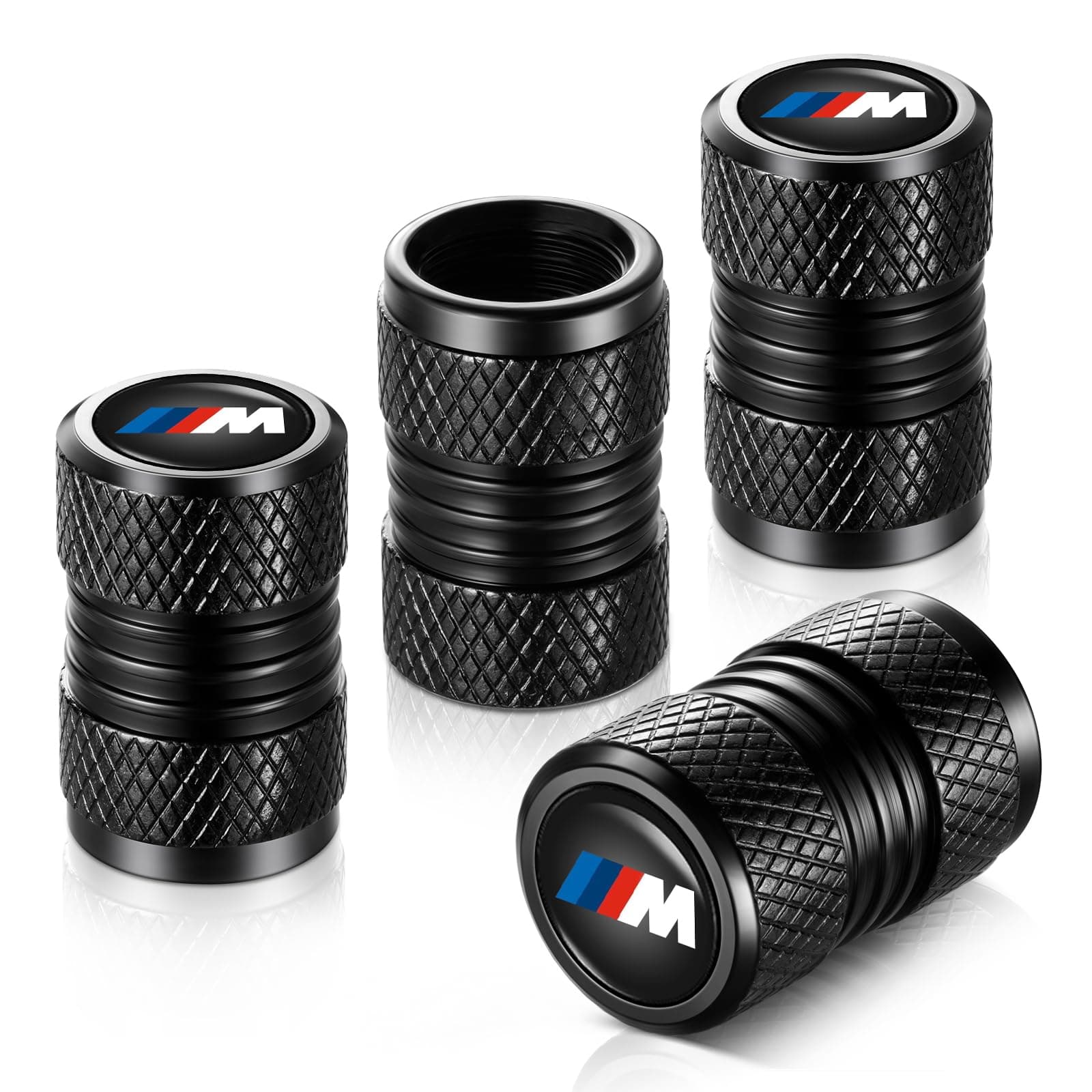Tire Valve Stem Caps, Compatible with BMW M Series Stem Cap Universal Car Air Cover Car Accessories for Cars, SUV, Truck, Motorcycles 4pcs (Black)