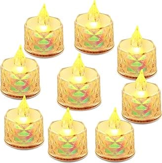 24 Pack Battery Operated LED Tea Light Candles Flameless Safe Simulated Fire Halloween/Christmas Party Decoration Wedding Table Lights Desktop Mood Lights