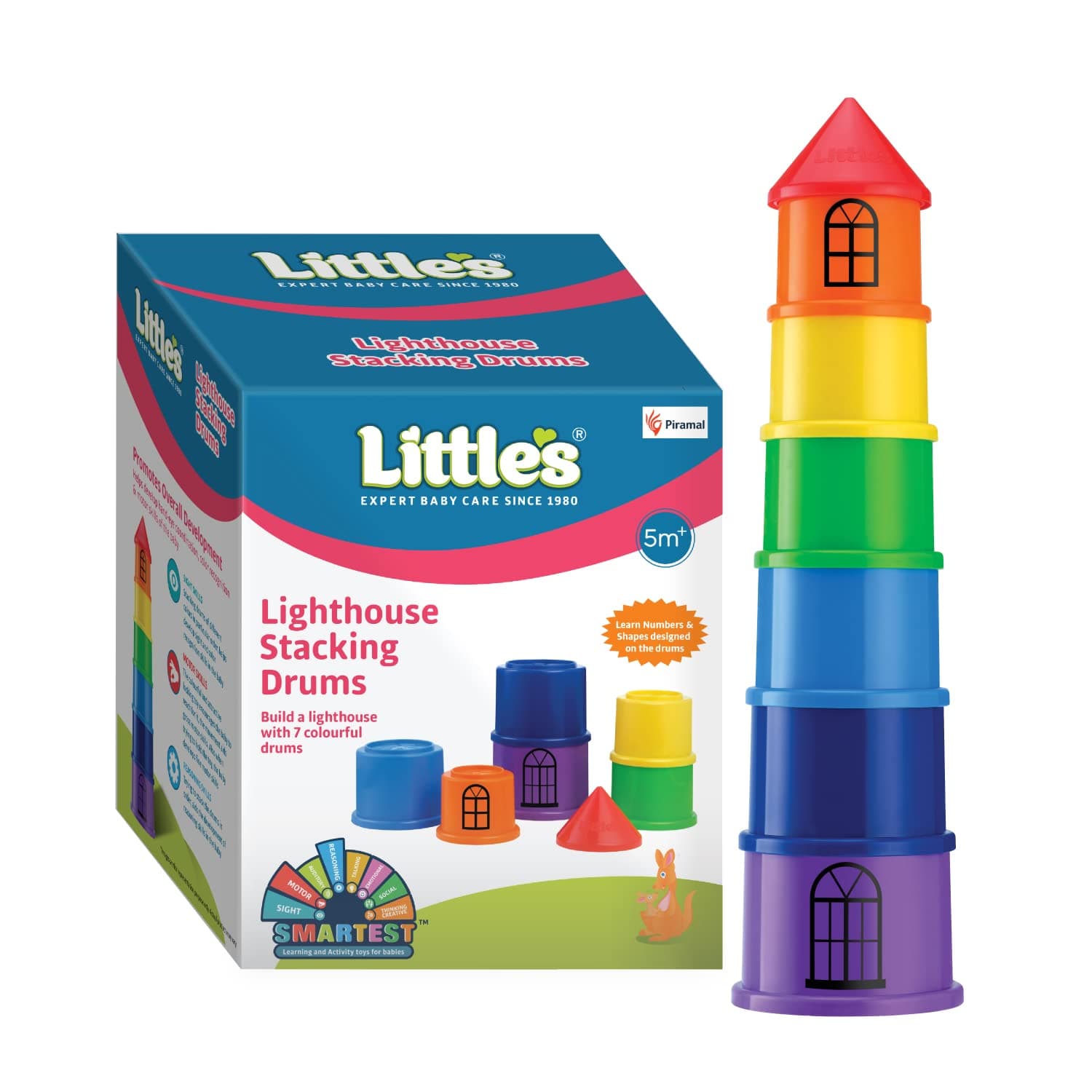 Lighthouse Stacking Drums | Multi-Color | Stacking Game for Kids | Develops Motor & Reasoning Skills | for Infant & Preschool Baby