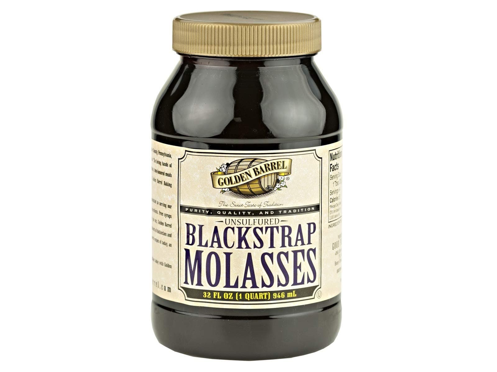 Golden Barrel Unsulfured Black Strap Molasses, 32 Oz. Bottle (Pack of 4)