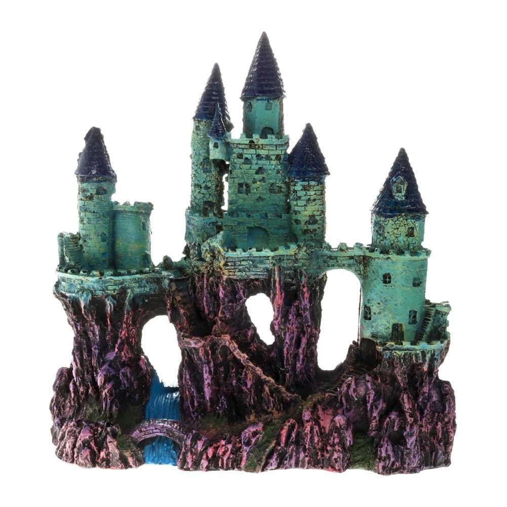 The Artificial Jellyfish Ornament | Generic Effect Realistic Artificial Resin Fake Castle | Easy Installation Eco-Friendly Castle Aquarium Decoration | Green Brown | 97.11