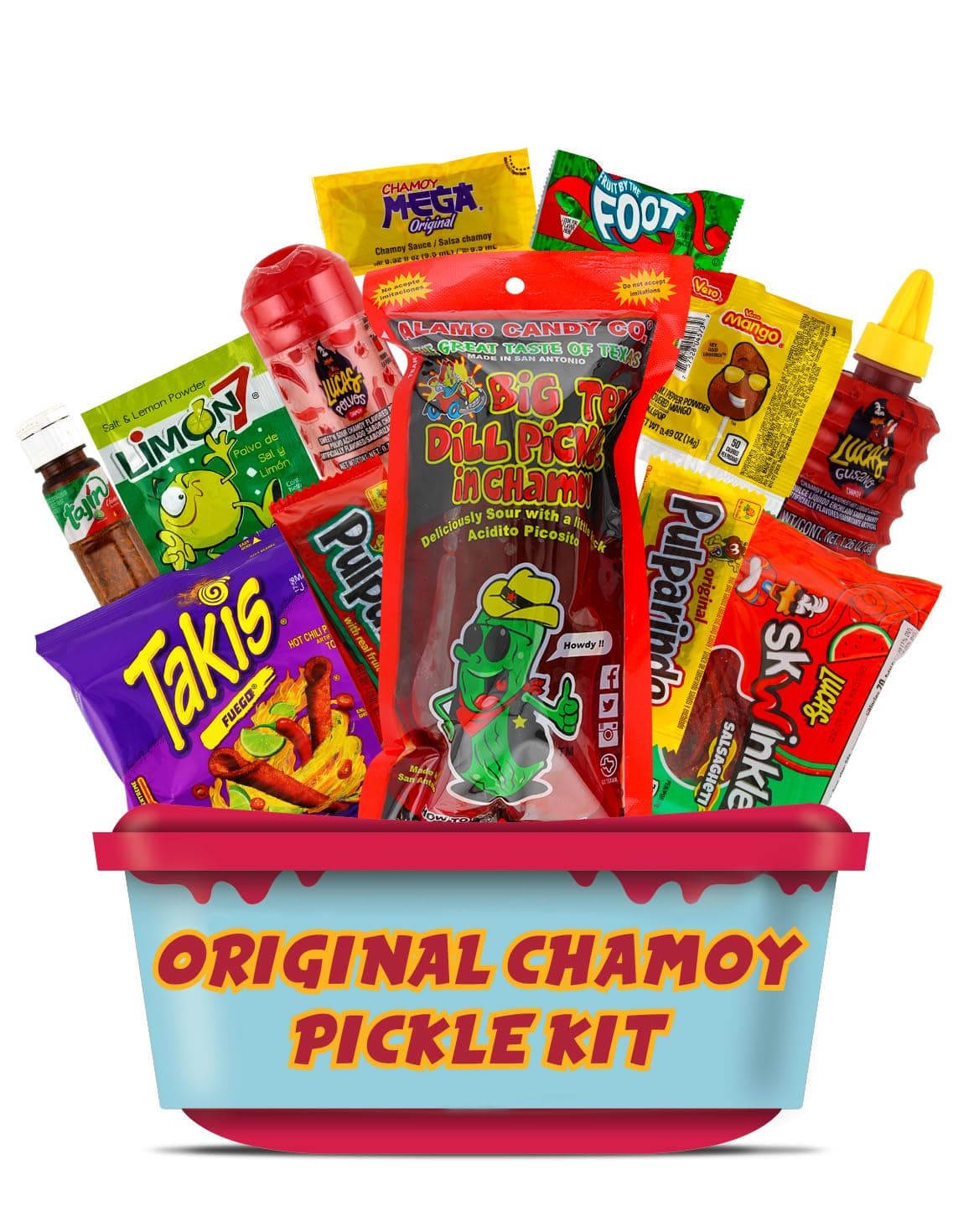 Original Chamoy Pickle Kit, Ready to Make the Famous TikTok Trend, Includes Alamo Dill Pickle, Baby Lucas, Lucas Gusano, Skwinkles Salsaghetti,and Other Mexican Candy by LookOn