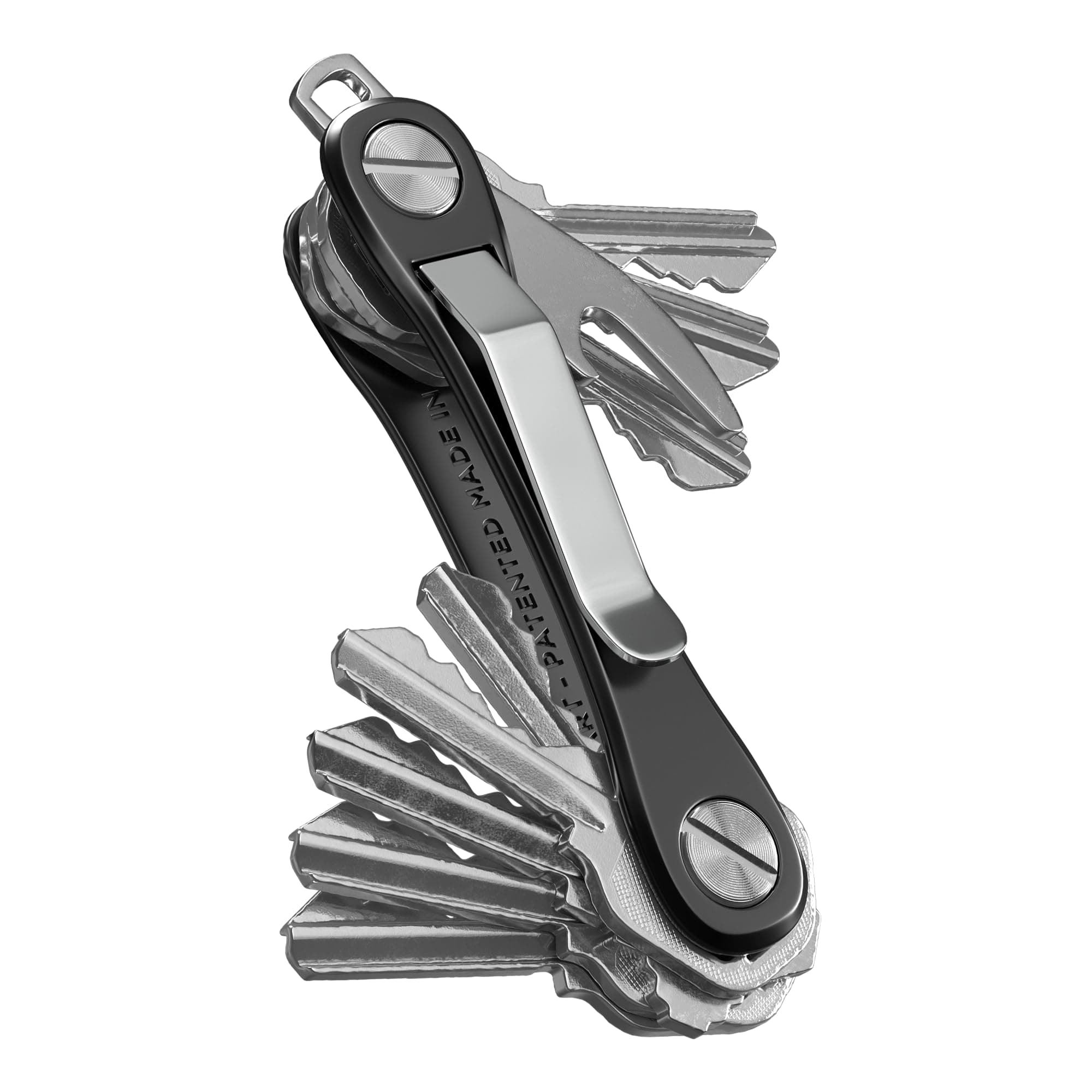 Rugged - Multi-Tool Key Holder with Bottle Opener and Pocket Clip (up to 14 Keys, Black)