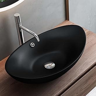 Mai & Mai Oval Bathroom Sink 59x38x19cm Ceramic Countertop washbasin in Matt Anthracite Color Brüssel818 with Nano-Coating