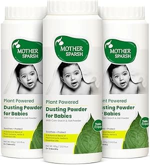 Mother Sparsh Plant Powered Talc Free Dusting Powder For Babies- 100g X 3 | With Corn Starch & Oat Powder