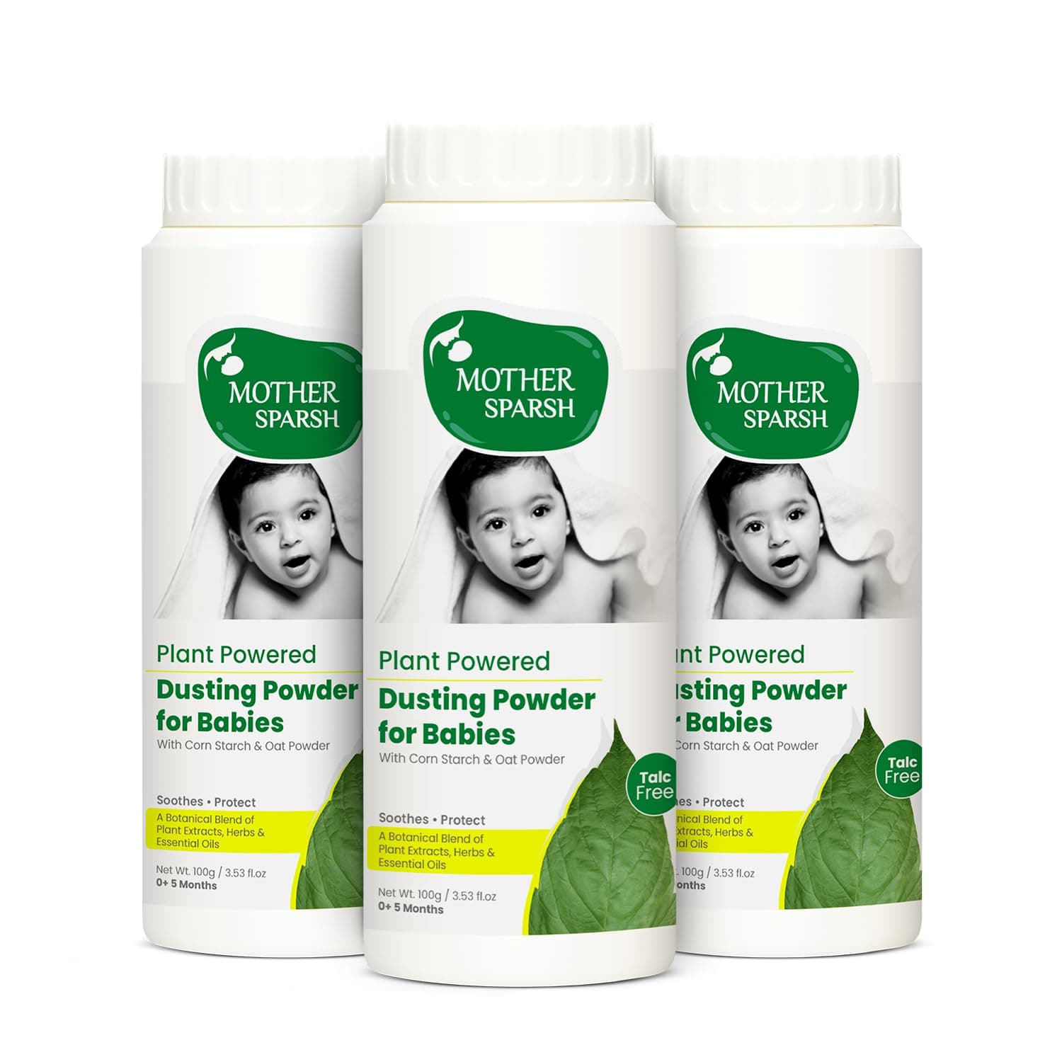 Plant Powered Talc Free Dusting Powder For Babies- 100g X 3 | With Corn Starch & Oat Powder