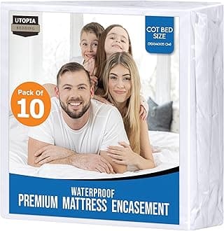 Utopia Bedding Premium Waterproof Mattress Encasement Cot Bed (70 x 140 x 15 cm) Pack of 10, Zippered Mattress Protector, Bed Bug and Dust Mite Proof Mattress Cover, White