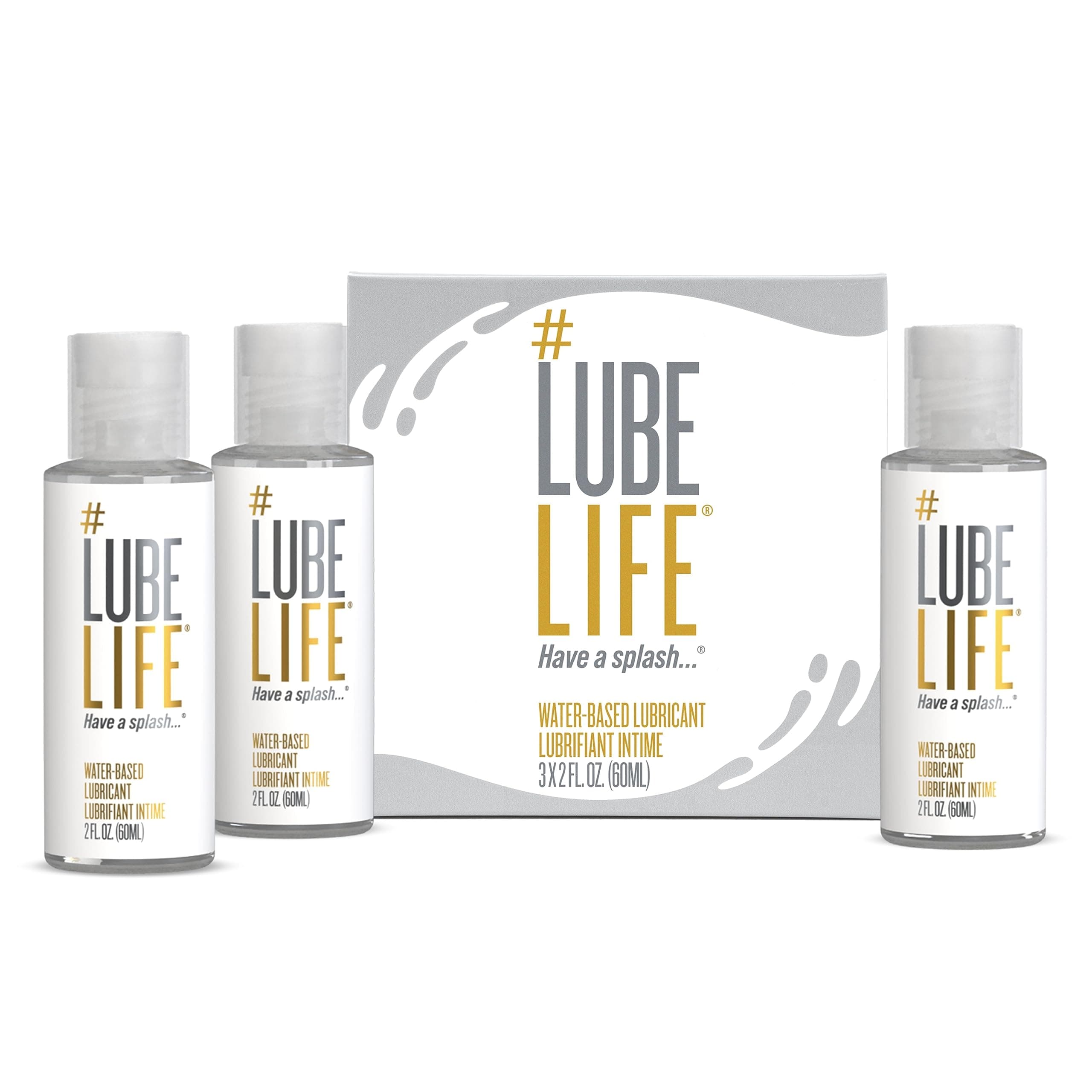 Lube Life Water-Based Personal Lubricant Travel Pack, Water-Based Lube for Men, Women and Couples, Non-Staining, 60 ml (Pack of 3)
