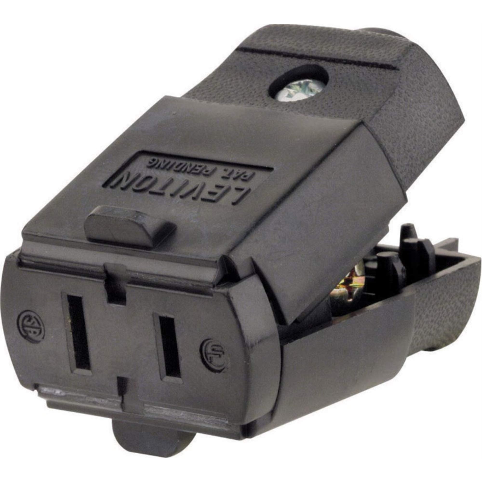 Leviton 102-EP 15 Amp, 125 Volt, 2P, 2W, Connector, Straight Blade, Residential Grade, Black