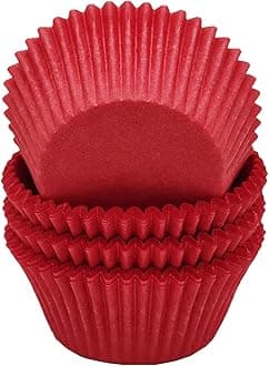 Premium Red Greaseproof Cupcake Cases Muffin Paper Baking Cups Standard Size, 100-Count