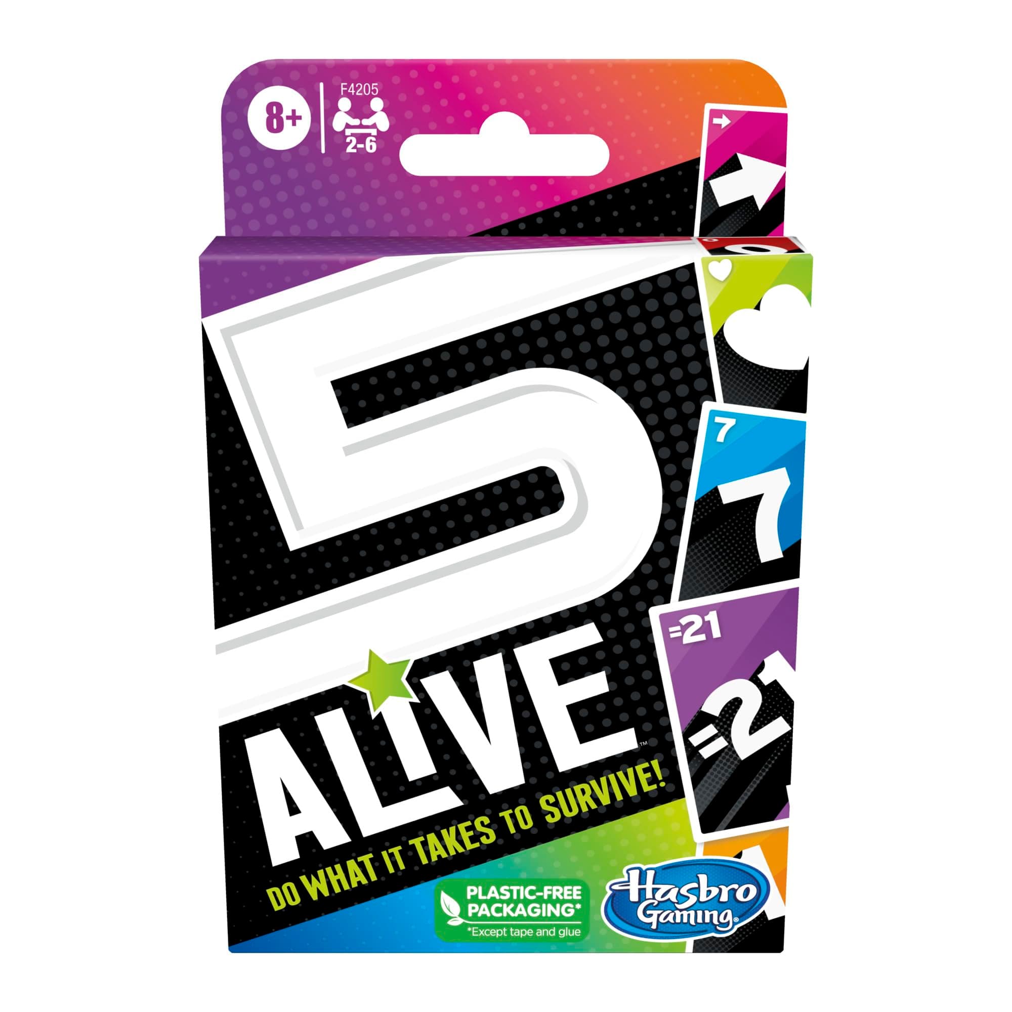 Hasbro Gaming 5 Alive Card Game Fast-Paced Kids Game, Easy to Learn, Fun Family Game for Ages 8 and Up, Card Game for 2 to 6 Players, Multicolor