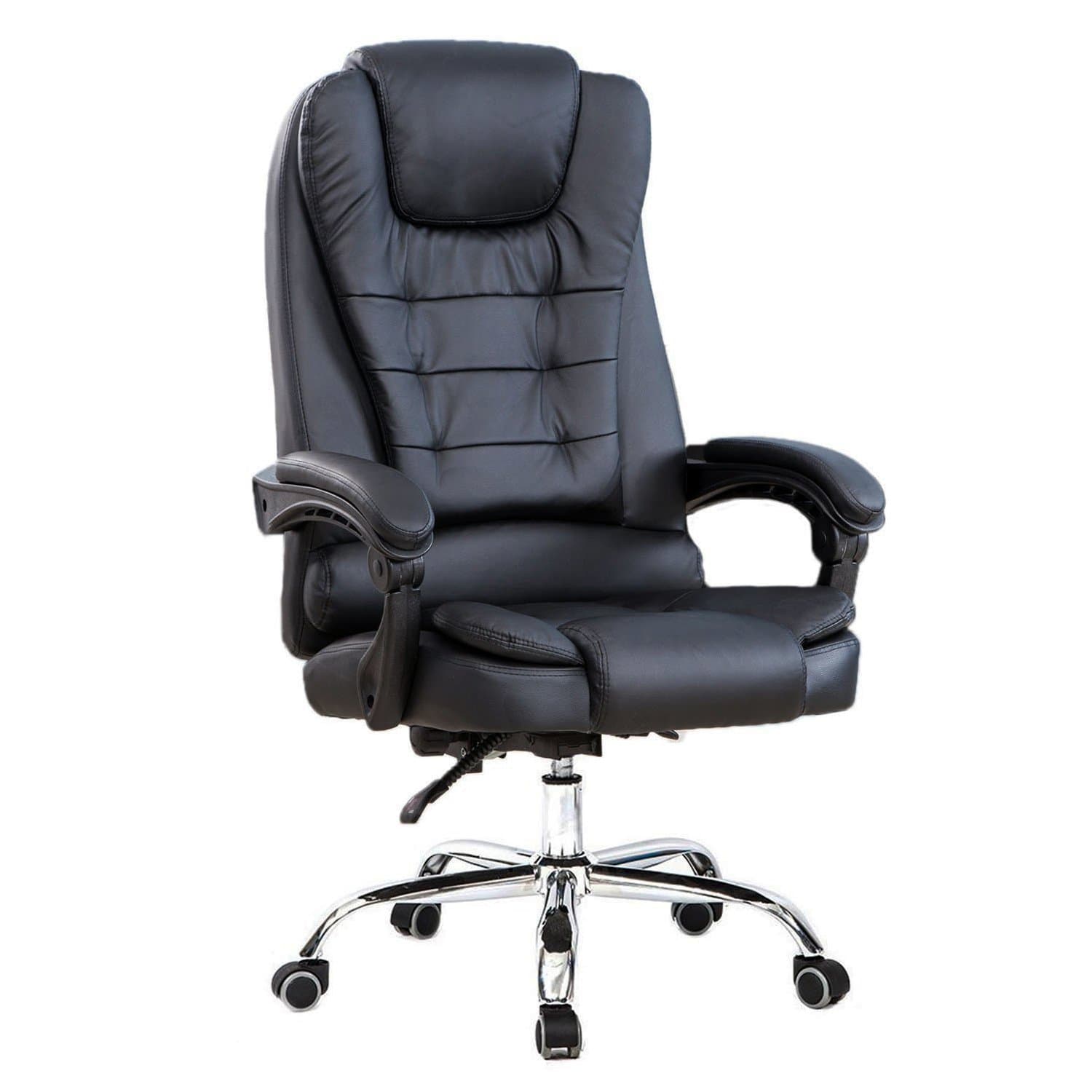High Back Big and Tall Executive Office Chair Ergonomic Comfortable Heavy Duty Leather Swivel Recliner Task Chairs With Lumbar Support Black