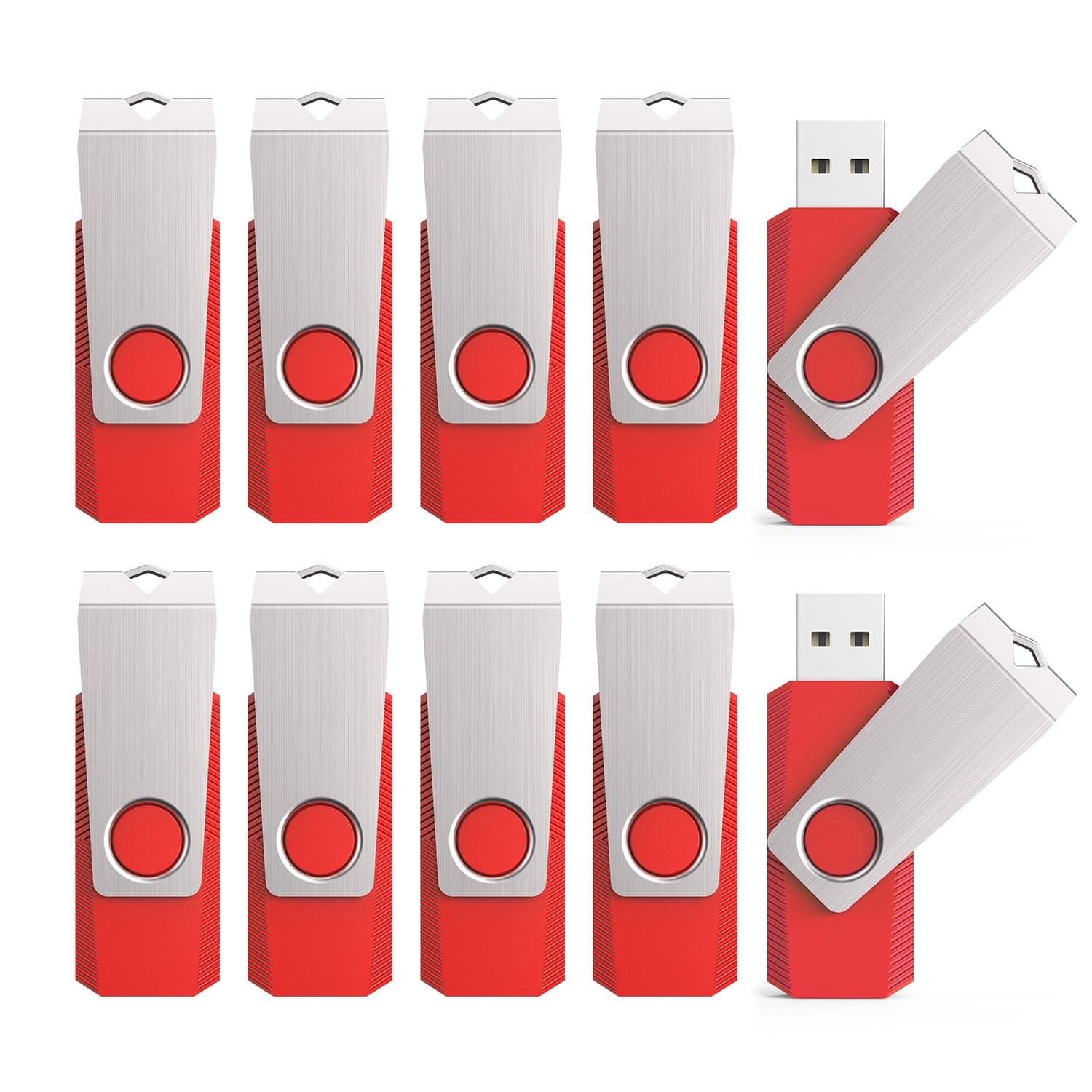 TOPESEL 10 Pack 1GB Swivel Design USB 2.0 Flash Drive Memory Stick Thumb Drive Pen Drives (1G, 10 PCS, Red)