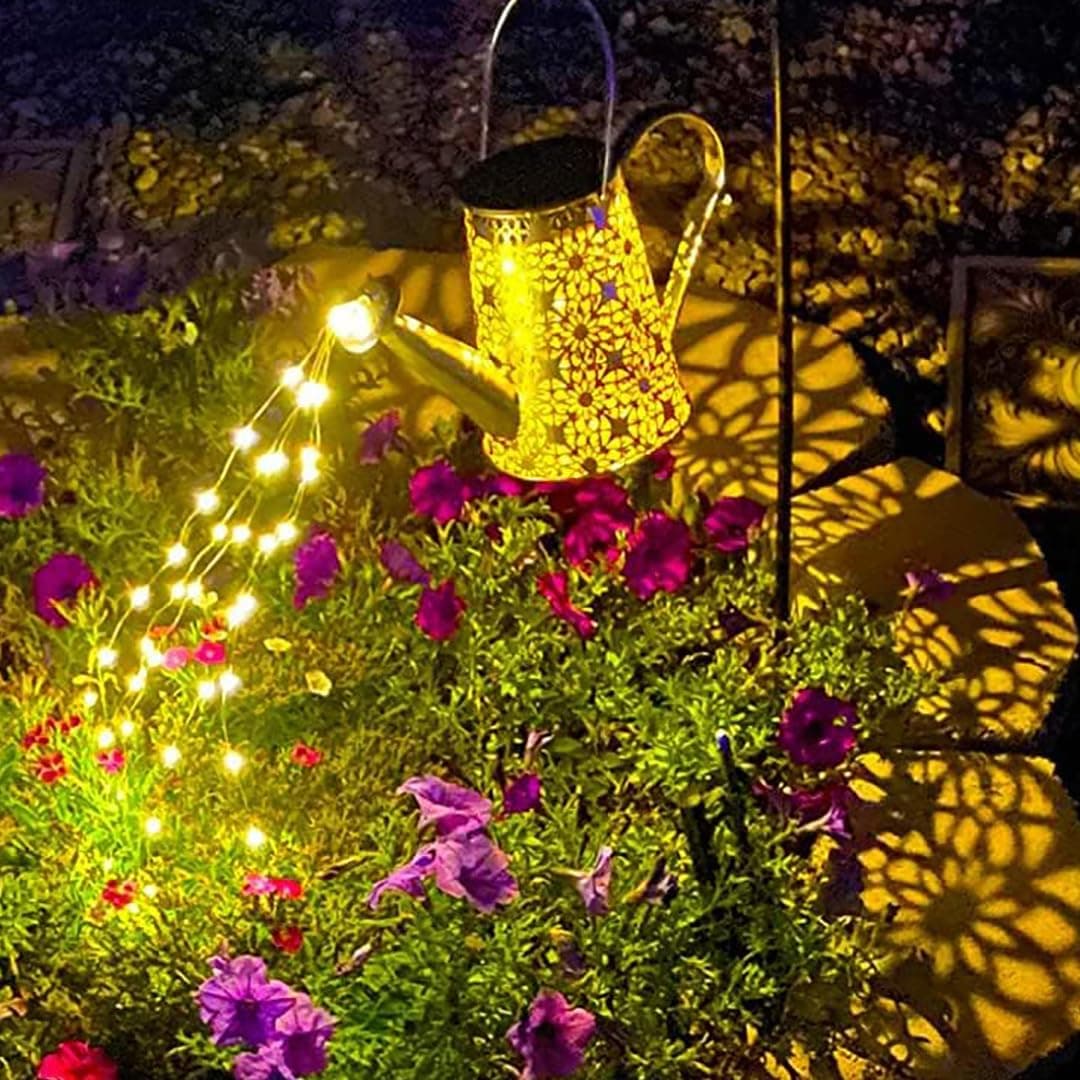 Solar Watering Can with Lights,Hanging Waterfall Lights Waterproof,Solar Lights Outdoor Garden for Yard Porch Lawn Backyard Landscape Pathway Patio Outside Gardening Gifts, Gift for Women